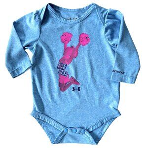 Under Armour All Season Gear Blue Pink Cheerleader Graphic Bodysuit Size 3-6 Mo